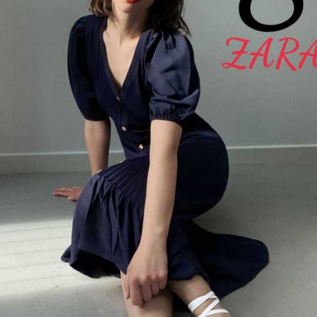 ZARA - ZARA ニット ワンピース ネイビーの通販 by 山下清の里｜ザラ