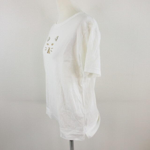 TO(トゥ)のトゥ エ モン トレゾア カットソー Tシャツ 半袖 ビジュー 白 40 レディースのトップス(Tシャツ(半袖/袖なし))の商品写真