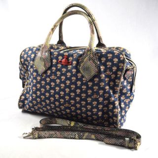 Vivienne Westwood / ヴィヴィアンウエストウッド ■ オーブ 2wayバッグ キャンバス 紺 花柄 バッグ / バック / BAG / 鞄 / カバン ブランド  [0990008524]