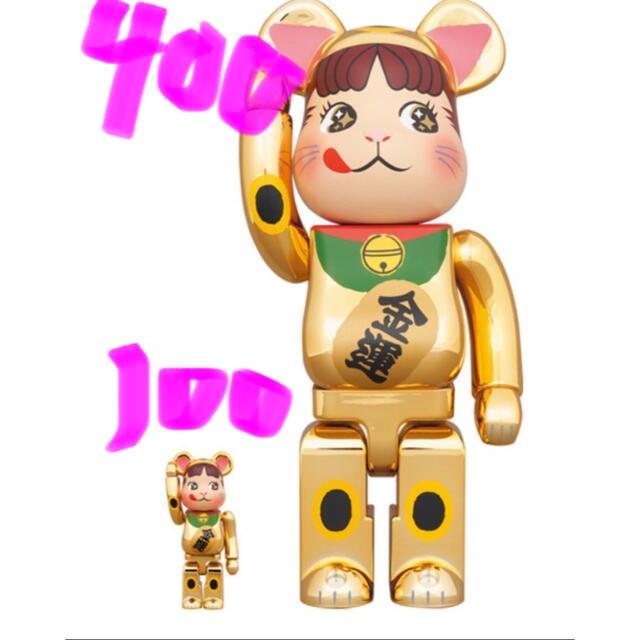 BE@RBRICK 招き猫 ペコちゃん金運 金メッキ100% & 400%不二家 【本日