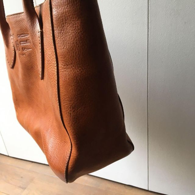 genten - ゲンテン genten ブラウン ポーチ付き トートバッグ 工具刻印