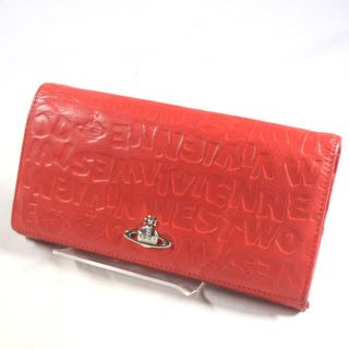 ヴィヴィアンウエストウッド(Vivienne Westwood)のVivienne Westwood / ヴィヴィアンウエストウッド ■ オーブ 二つ折り長財布 レザー エンボス 赤 財布 / サイフ / ウォレット / wallet / コイン ブランド 中古 [0990008952](財布)