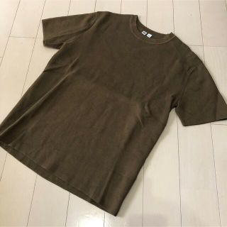 ユニクロ(UNIQLO)のユニクロユー  UNIQLO U ニットTシャツ　Sサイズ　 ブラウン(Tシャツ/カットソー(半袖/袖なし))