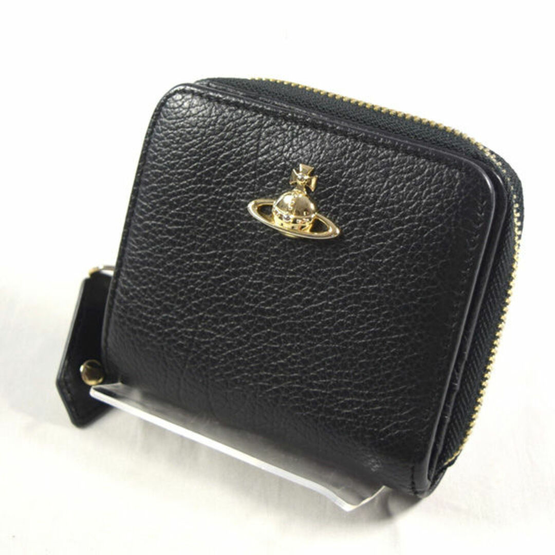 Vivienne Westwood / ヴィヴィアンウエストウッド ■ BALMORAL 二つ折り Wホック財布 レザー 黒 財布 / サイフ / ウォレット / wallet / コイン ブランド  [0990009124]