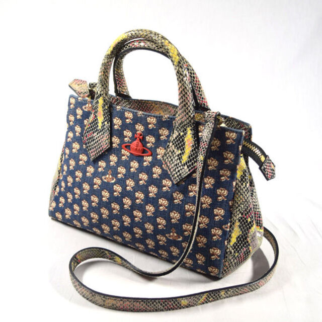 Vivienne Westwood / ヴィヴィアンウエストウッド ■ 2wayバッグ デニム パイソン型押し 花柄 バッグ / バック / BAG  / 鞄 / カバン ブランド 中古 [0990009150] | フリマアプリ ラクマ