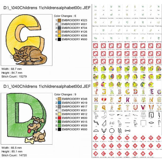 ジャノメ刺繍ミシン用データ アルファベットコレクション A4版詳細一覧付① 2