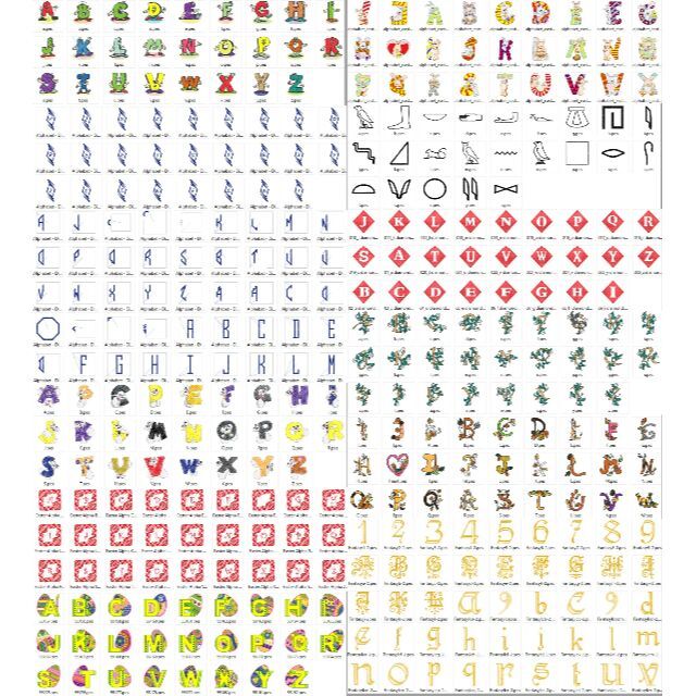 ジャノメ刺繍ミシン用データ アルファベットコレクション A4版詳細一覧付③