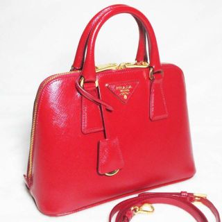 プラダ(PRADA)のプラダ サフィアーノ ２WAYハンドバッグ BL0838 SCARLATTO 赤(ハンドバッグ)