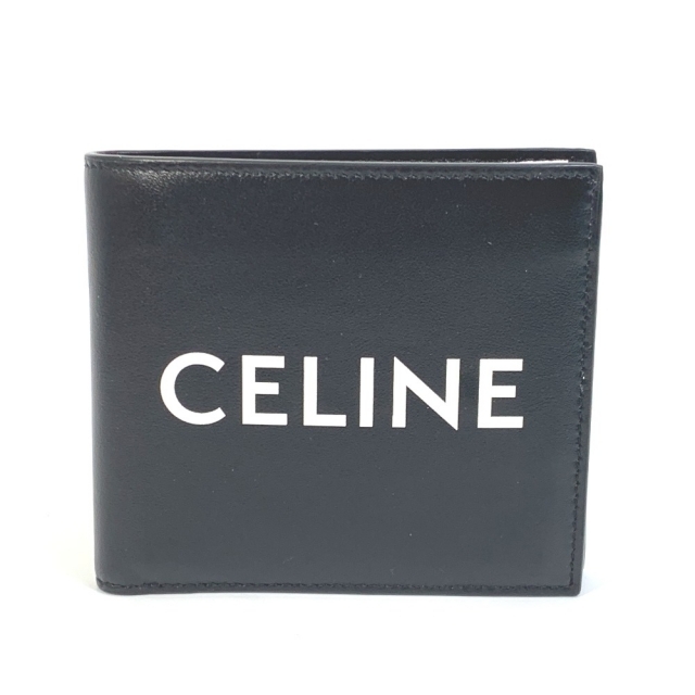 衝撃特価 CELINE セリーヌ celine バイフォールドウォレット 新品同様 ブラック レザー 2つ折り財布 ロゴ 10C873DME 財布 