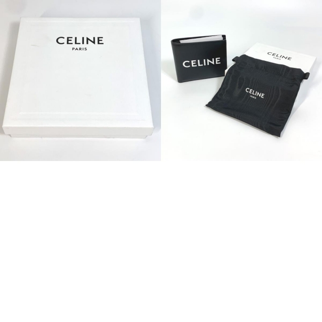 celine(セリーヌ)のセリーヌ CELINE バイフォールドウォレット 10C873DME ロゴ 2つ折り財布 レザー ブラック 新品同様 レディースのファッション小物(財布)の商品写真