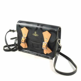 Vivienne Westwood / ヴィヴィアンウエストウッド ■ コラボ商品 スクイグル ショルダー サッチェルバッグ レザー 黒 バッグ / バック / BAG / 鞄 / カバン ブランド  [0990008787]