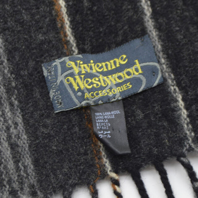Vivienne Westwood オーブ 刺繍マフラー ウール100％ グレー