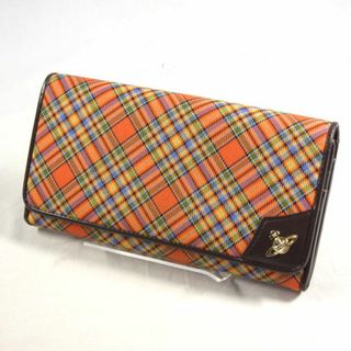 ヴィヴィアンウエストウッド(Vivienne Westwood)のVivienne Westwood / ヴィヴィアンウエストウッド ■ ORB 二つ折り長財布 キャンバスレザー オレンジ 財布 / サイフ / ウォレット / wallet / コイン ブランド 中古 [0990009753](財布)