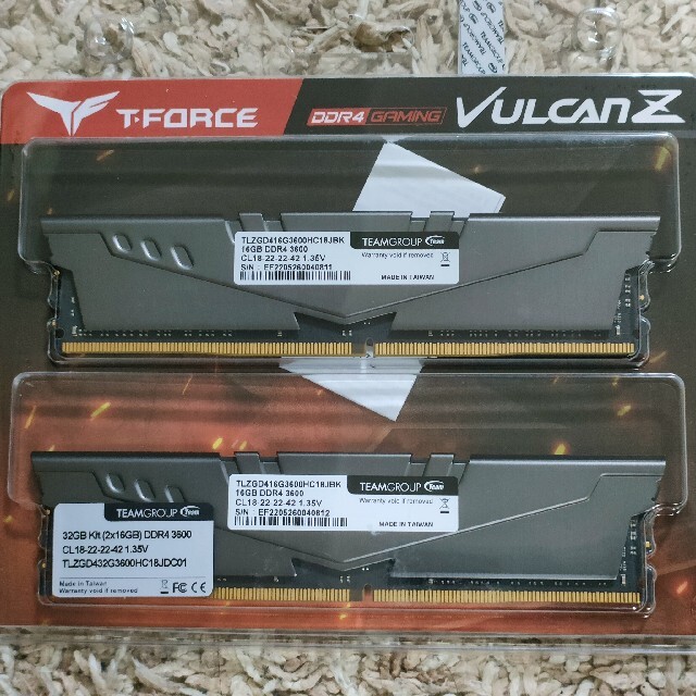 【新品】Team Vulcan Z DDR4-3600 16GB 2枚 32GB16GB枚数