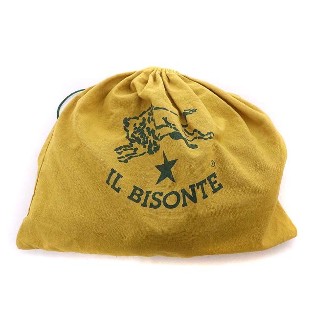 IL BISONTE(イルビゾンテ)のイルビゾンテ 巾着 ハンドバッグ チェック ウール レザー 紺 緑 ネイビー レディースのバッグ(ハンドバッグ)の商品写真