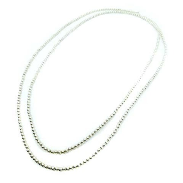 インディアンジュエリー Silver Beads Necklace ナバホパール178cmトップの大きさ