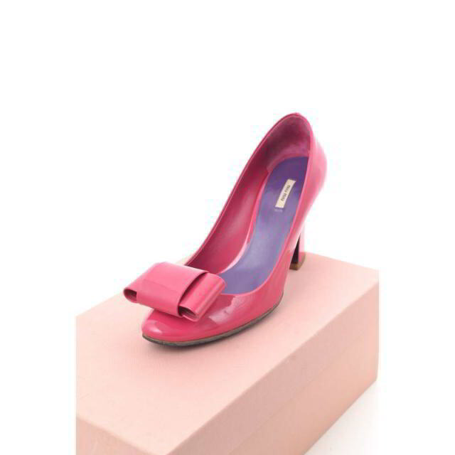 miu miu エナメルリボン チャンキーヒール パンプス ttwir.com