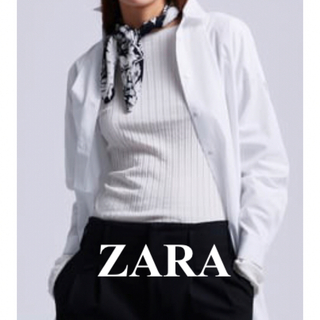 ザラ(ZARA)の超美品★ZARA プレミアムニットロングスリーブリブTシャツM-L/オフホワイト(ニット/セーター)