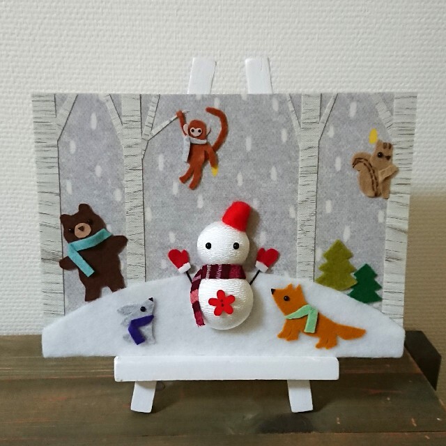 【マユ2513様】季節飾り「森の動物たち-雪だるま」「お正月飾り-うさぎ」DS ハンドメイドのインテリア/家具(インテリア雑貨)の商品写真