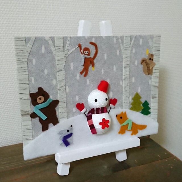 【マユ2513様】季節飾り「森の動物たち-雪だるま」「お正月飾り-うさぎ」DS ハンドメイドのインテリア/家具(インテリア雑貨)の商品写真
