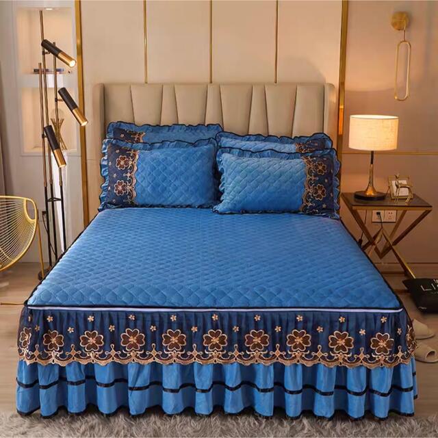 ワイドダブル ベッド用品4点セット ．寝具 枕カバー掛け布団カバー