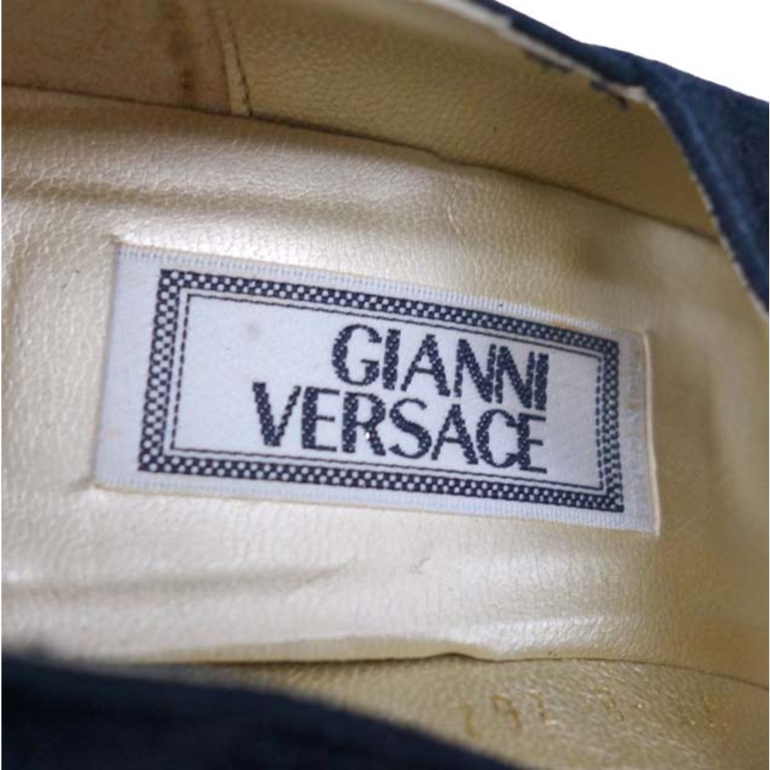 Gianni Versace(ジャンニヴェルサーチ)のVintage ジャンニヴェルサーチ パンプス サンバースト ラインストーン チェーン スウェード シューズ レディース 靴 36(23cm相当) ブラック レディースの靴/シューズ(ハイヒール/パンプス)の商品写真