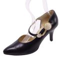 Vintage ジャンニヴェルサーチ パンプス ラインストーン チェーン ストラップ シューズ レディース 靴 36(23cm) ブラック