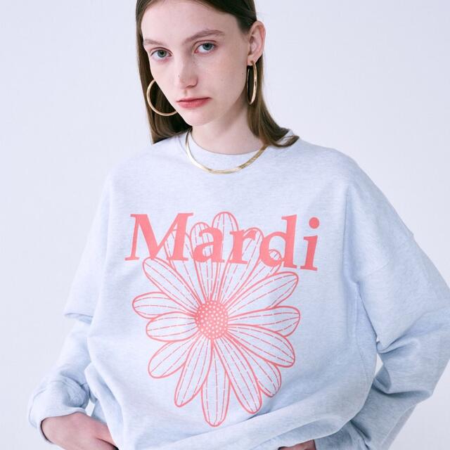 mardi 刺繍 ネイビー ピンク スウェット - トップス mardi 刺繍 ネイビー ピンク スウェット - トップス