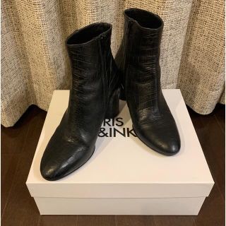 アダムエロぺ(Adam et Rope')の●USED●IRIS&INK 型押し 本革 ショートブーツ　SIZE37(ブーツ)