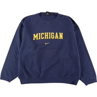 ナイキ(NIKE)の古着 ナイキ NIKE MICHIGAN ミシガン大学 カレッジスウェットシャツ トレーナー メンズXXL /eaa269108(スウェット)