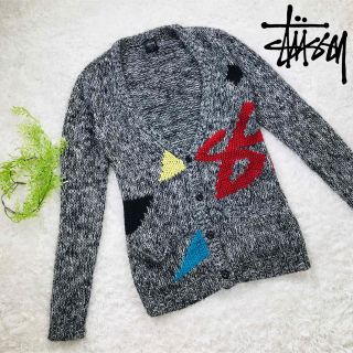 ステューシー(STUSSY)のstussy ステューシー カーディガン ニット 個性的 グレー Mサイズ(カーディガン)