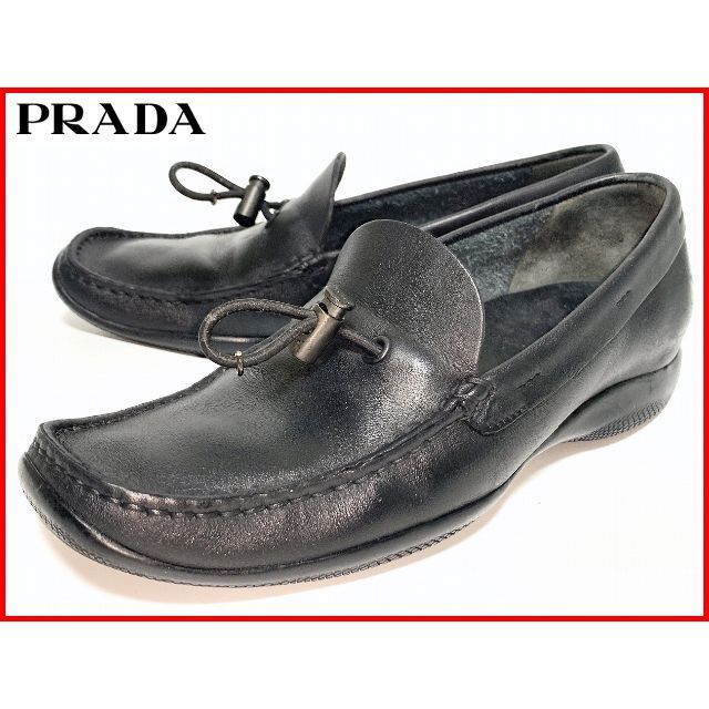 美品 PRADA プラダ 36.5≒23.5cm ローファー 黒 レディース D