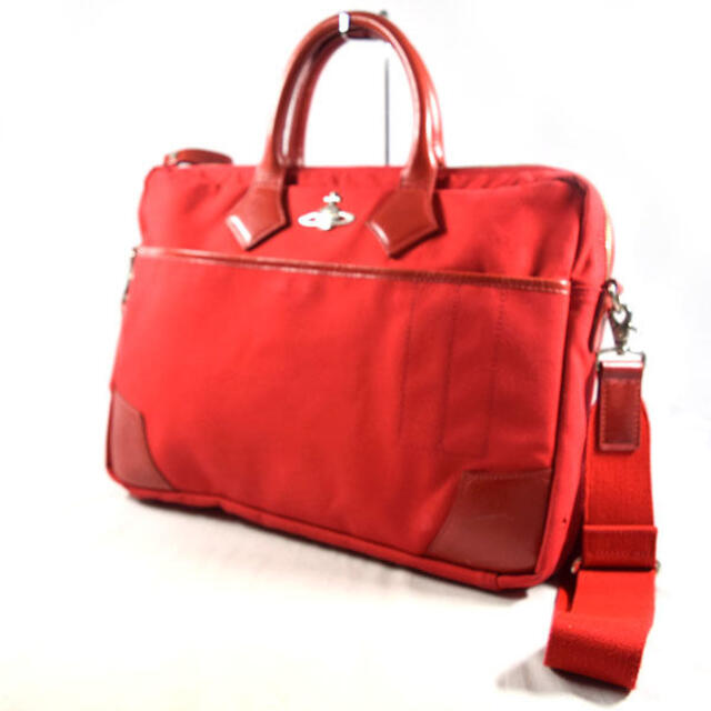 Vivienne Westwood / ヴィヴィアンウエストウッド ■ ORB 2way ブリーフケース キャンバスレザー 赤 バッグ / バック / BAG / 鞄 / カバン ブランド  [0990009831]