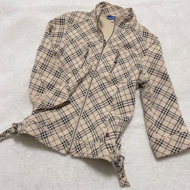 BURBERRY BLUE LABEL(バーバリーブルーレーベル)の【美品】BURBERRY バーバリーブルーレーベル ニットブルゾン ノバチェック レディースのジャケット/アウター(ブルゾン)の商品写真