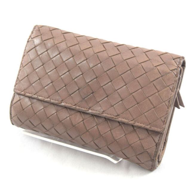 BOTTEGA VENETA / ボッテガヴェネタ ■ イントレチャート コンパクト財布 ブラウン 財布 / サイフ / ウォレット / wallet / コイン ブランド  [0990009976]