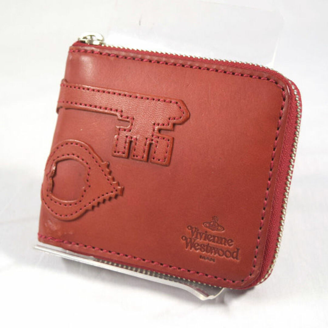 Vivienne Westwood / ヴィヴィアンウエストウッド ■ キーモチーフ ラウンドファスナー財布 レザー 赤 財布 / サイフ / ウォレット / wallet / コイン VW1  [0990010175]B詳細