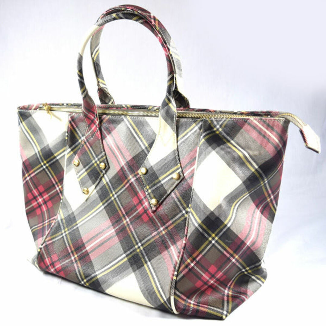 Vivienne Westwood / ヴィヴィアンウエストウッド ■ タータン ハンドバッグ PVC トートバッグ バッグ / バック / BAG / 鞄 / カバン VW1  [0990010205]