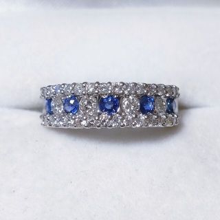 ダイヤモンド×サファイア リング Pt900 0.68ct 5.2g(リング(指輪))