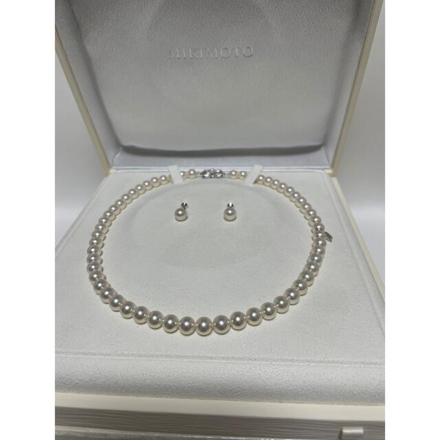 MIKIMOTO(ミキモト)のミキモト　7〜7.5㎜未満パールネックレス　7.7㎜イヤリング　セット　美品 レディースのアクセサリー(ネックレス)の商品写真