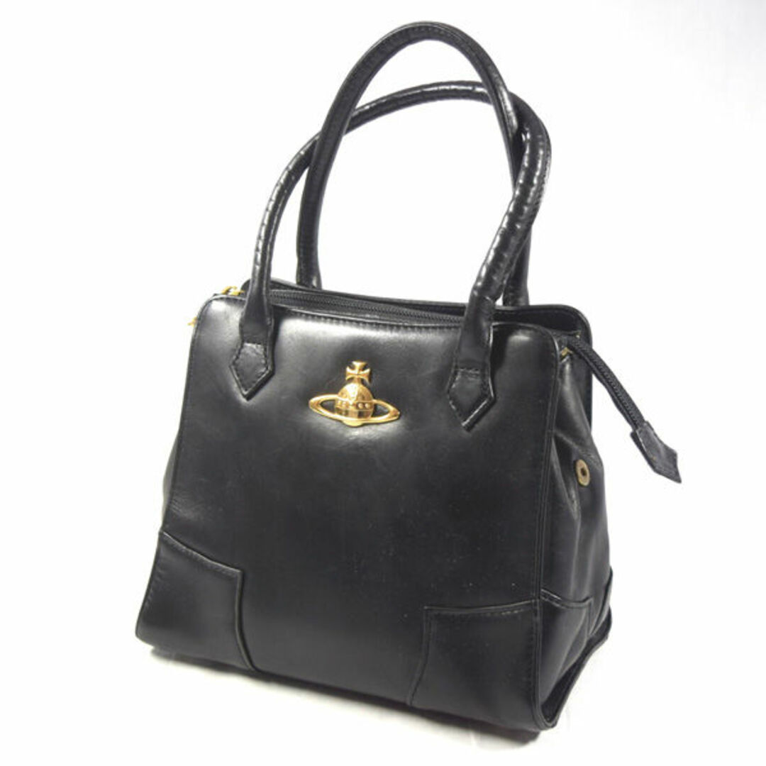 Vivienne Westwood / ヴィヴィアンウエストウッド ■ プレーンバッグ ハンドバッグ レザー 黒 バッグ / バック / BAG / 鞄 / カバン VW1  [0990010412]