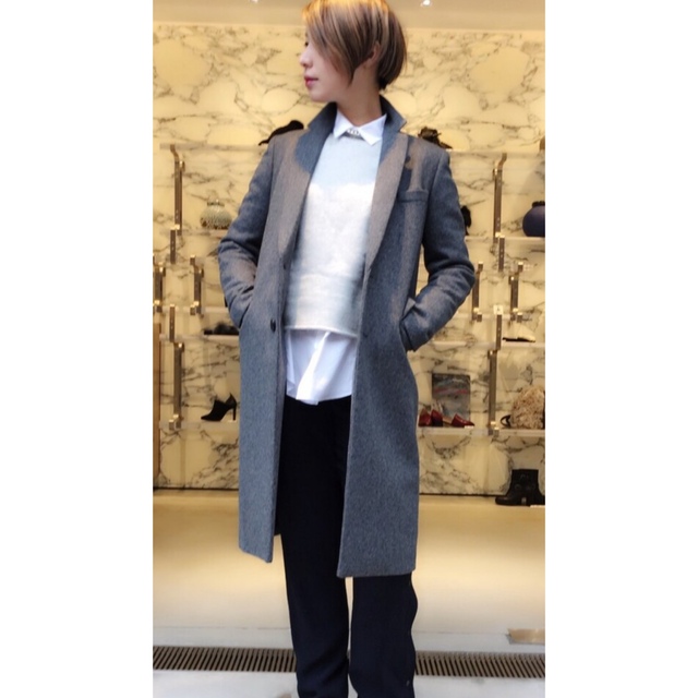 【美品】ASTRAET アストラット カシミヤ混定番チェスターコート グレー