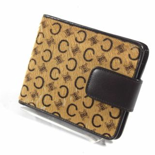 セリーヌ(celine)のCELINE / セリーヌ ■ Cマカダム 二つ折り財布 ハラコ ベージュ・ブラウン 財布 / サイフ / ウォレット / wallet / コイン ブランド 中古 [0990010770](折り財布)