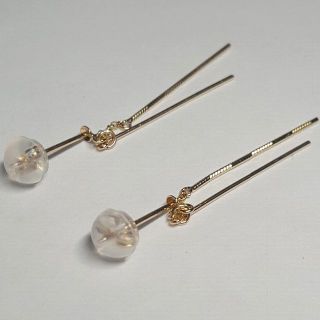 【新品】10金/k10/イエローゴールド/ロングポスト/揺れるピアス