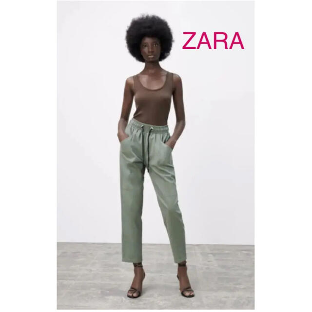 ZARA(ザラ)の新品 ZARA ザラ ジョガーパンツ カーキ モスグリーン Ｌ レディースのパンツ(カジュアルパンツ)の商品写真