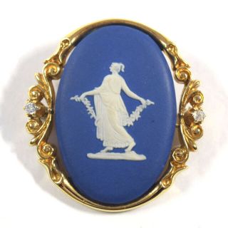 ウェッジウッド(WEDGWOOD)のWEDGWOOD / ウェッジウッド ■ ジャスパー ブローチ ペンダントトップ ブルー ゴールド アクセサリー ブランド 中古 [0990011035](ネックレス)