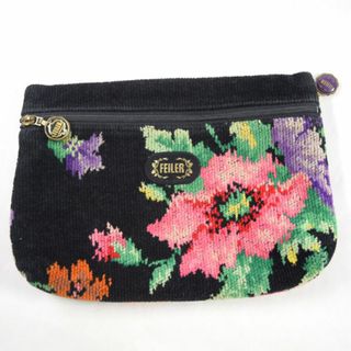 フェイラー(FEILER)のFEILER / フェイラー ■ フラットポーチ ブラック 花柄 バッグ / バック / BAG / 鞄 / カバン ブランド 中古 [0990011078](ポーチ)