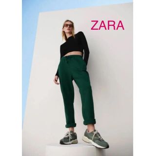 ザラ(ZARA)の新品 ZARA ザラ ジョガーパンツ 裏起毛スエットパンツ グリーン M(トレーナー/スウェット)