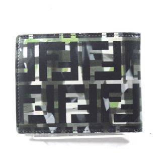 FENDI / フェンディ ■ 二つ折り財布 ズッカ 黒×白×ライトグリーン 財布 / サイフ / ウォレット / wallet / コイン ブランド  [0990011249]