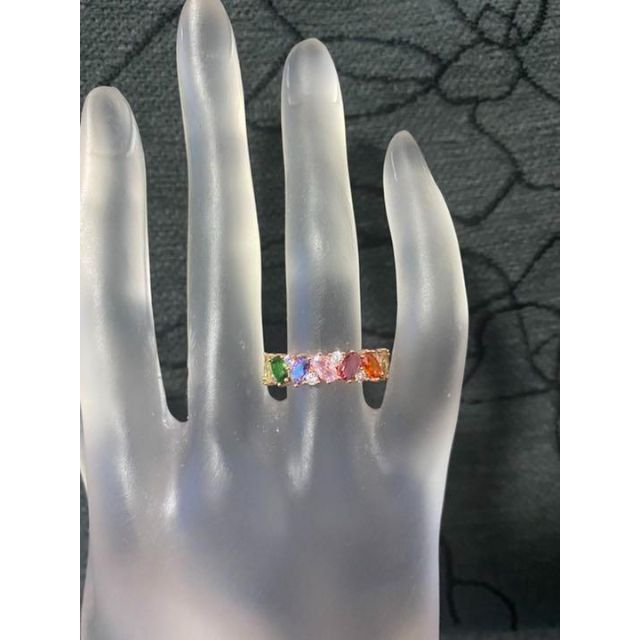 （1218）16号　ピンクゴールドまるまるカラフルリング　高価爪留め仕様　指輪 レディースのアクセサリー(リング(指輪))の商品写真