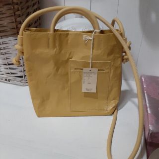 スタジオクリップ 完売PUペーパーライクミニショルダーバック新品 イエロー